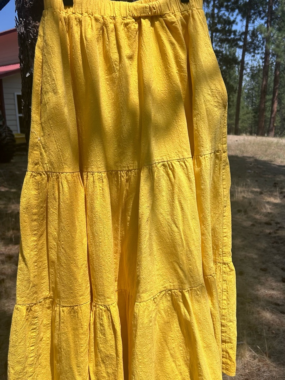 Bright Yellow Tiered Maxi Skirt